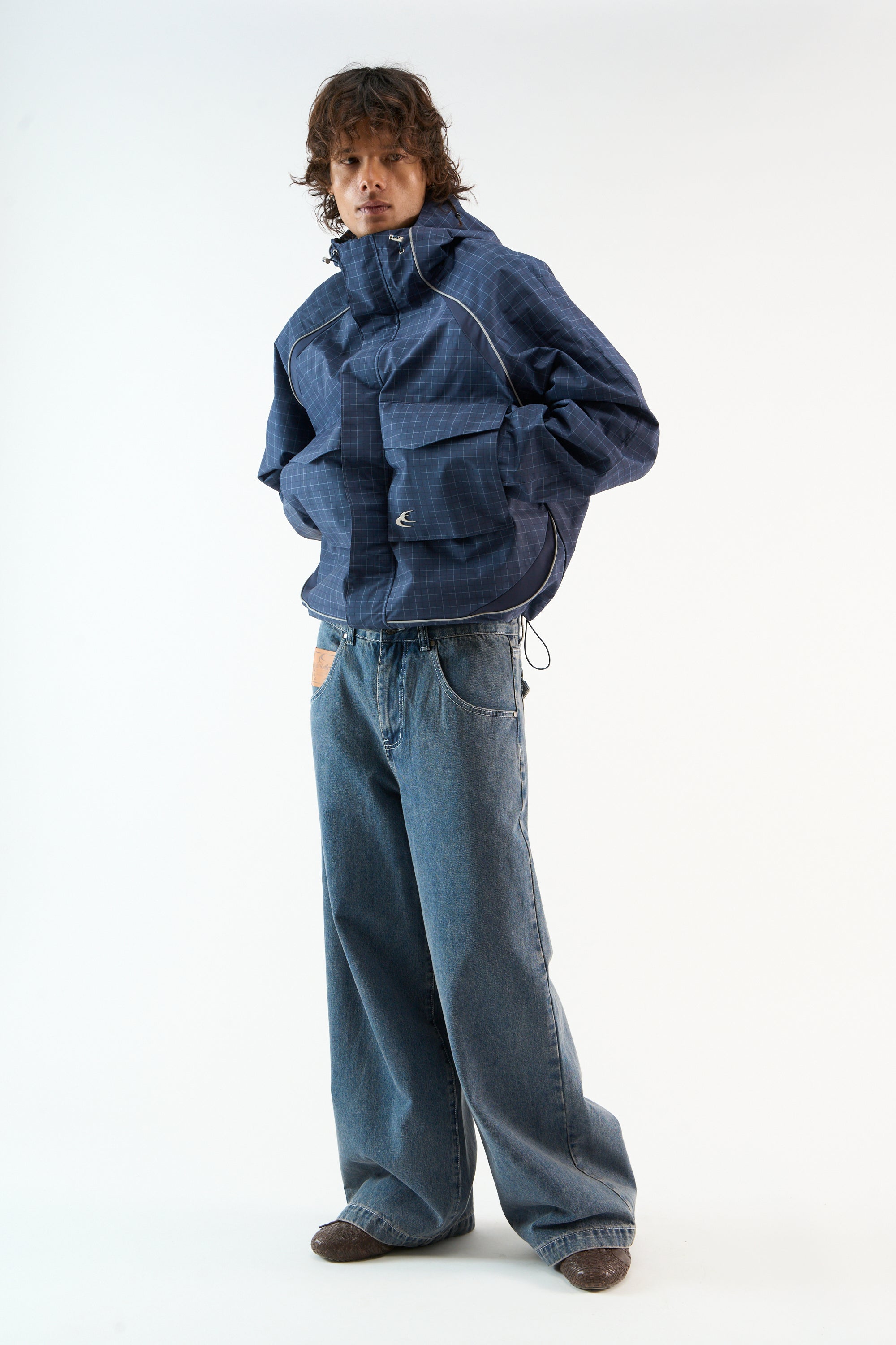 Checkered Navy Essential Windbreaker