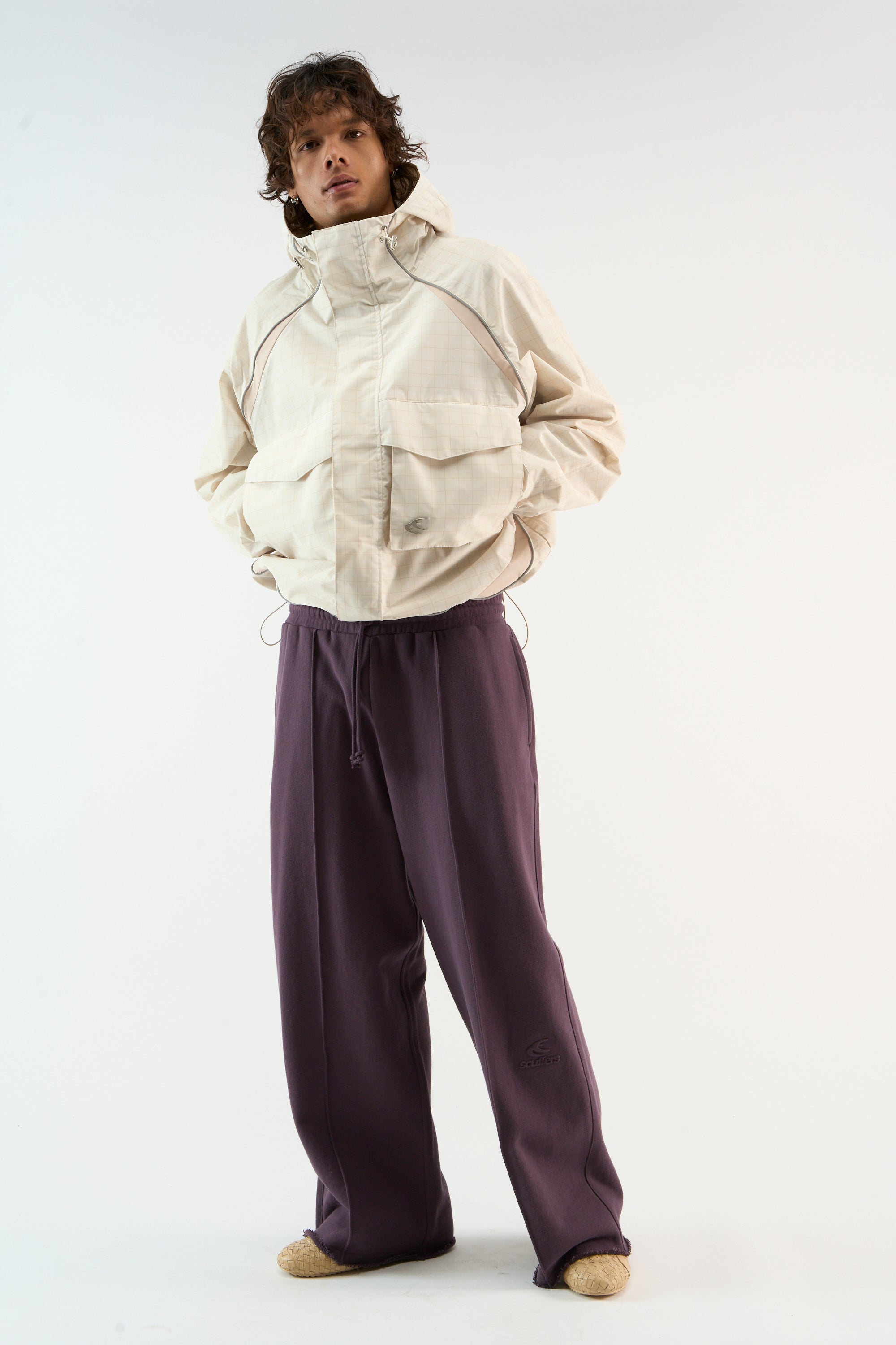 Checkered Ecru Essential Windbreaker