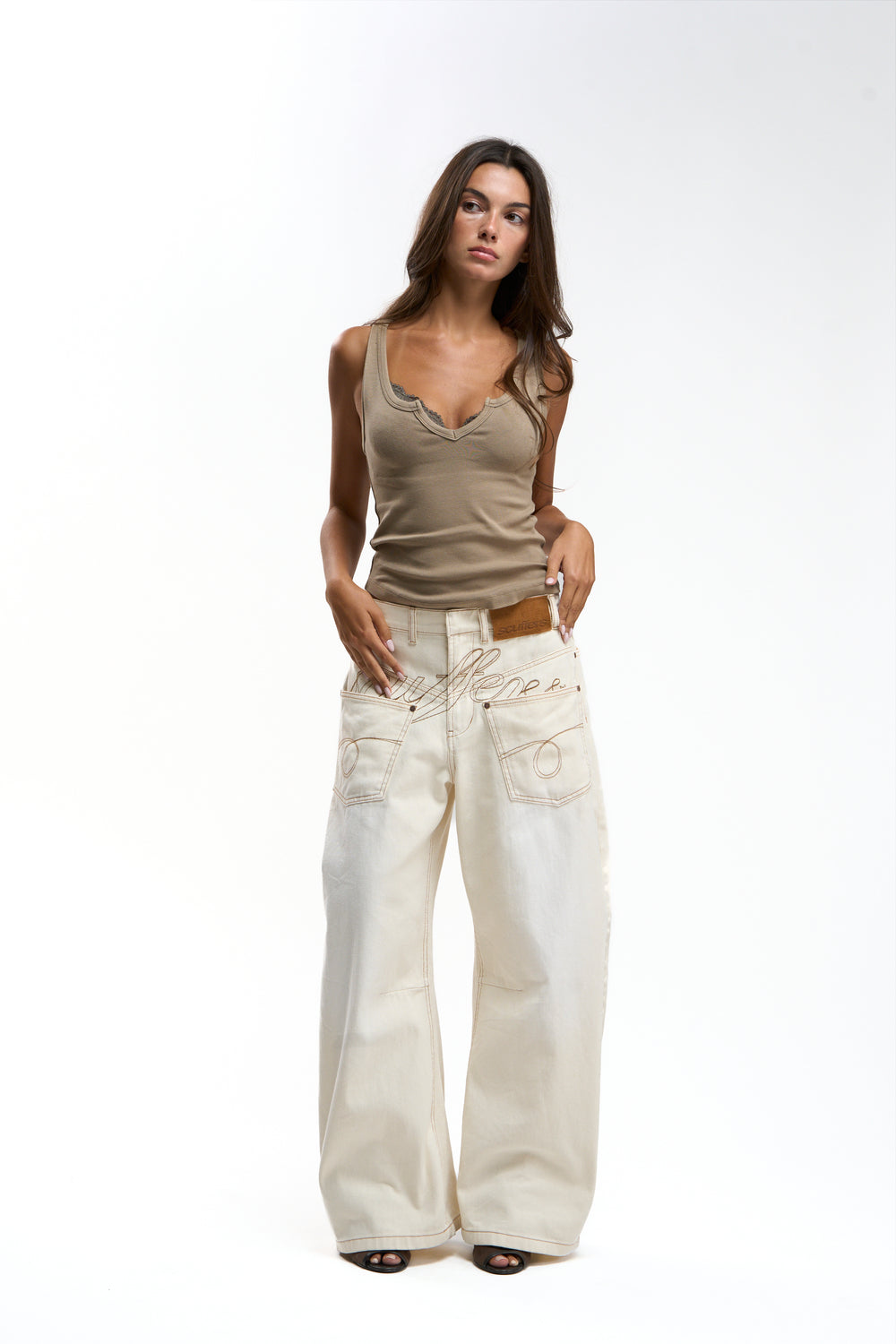 Check Ecru Pants