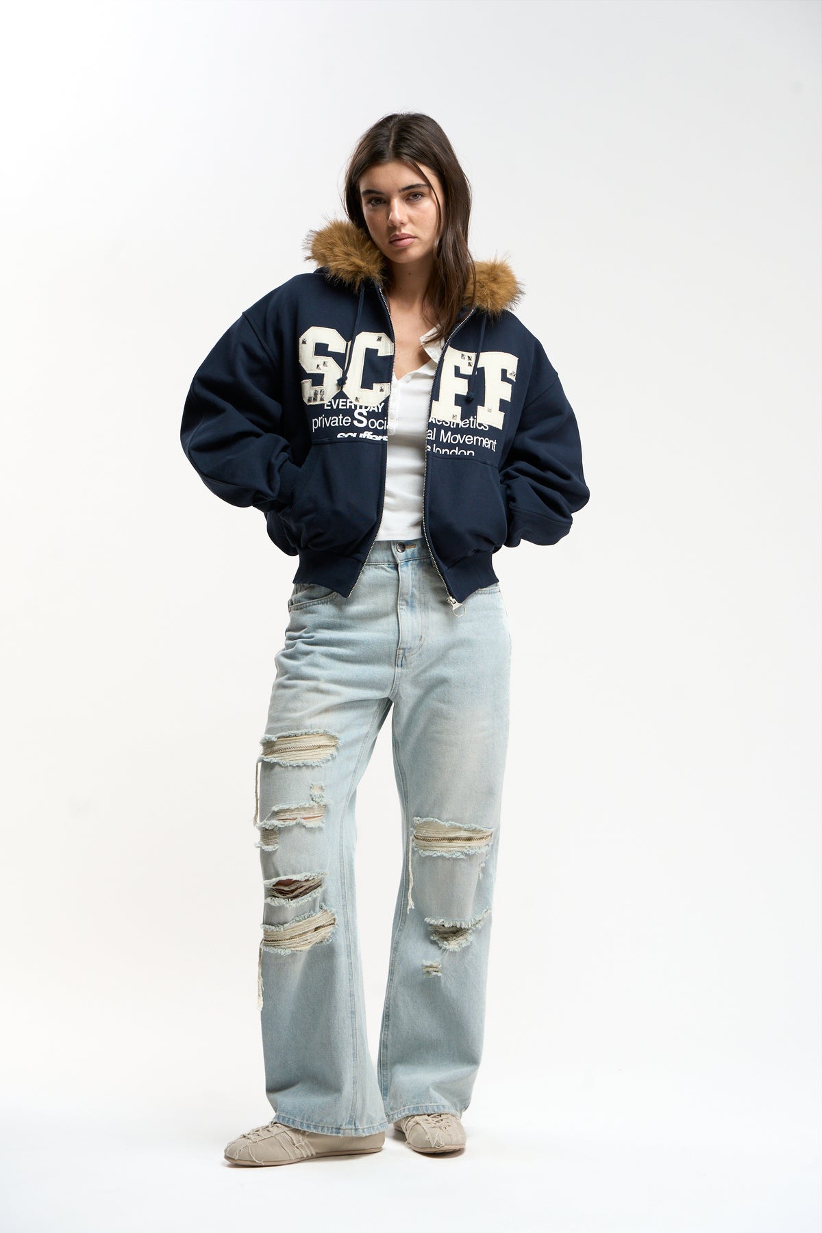 Track Navy Zipper