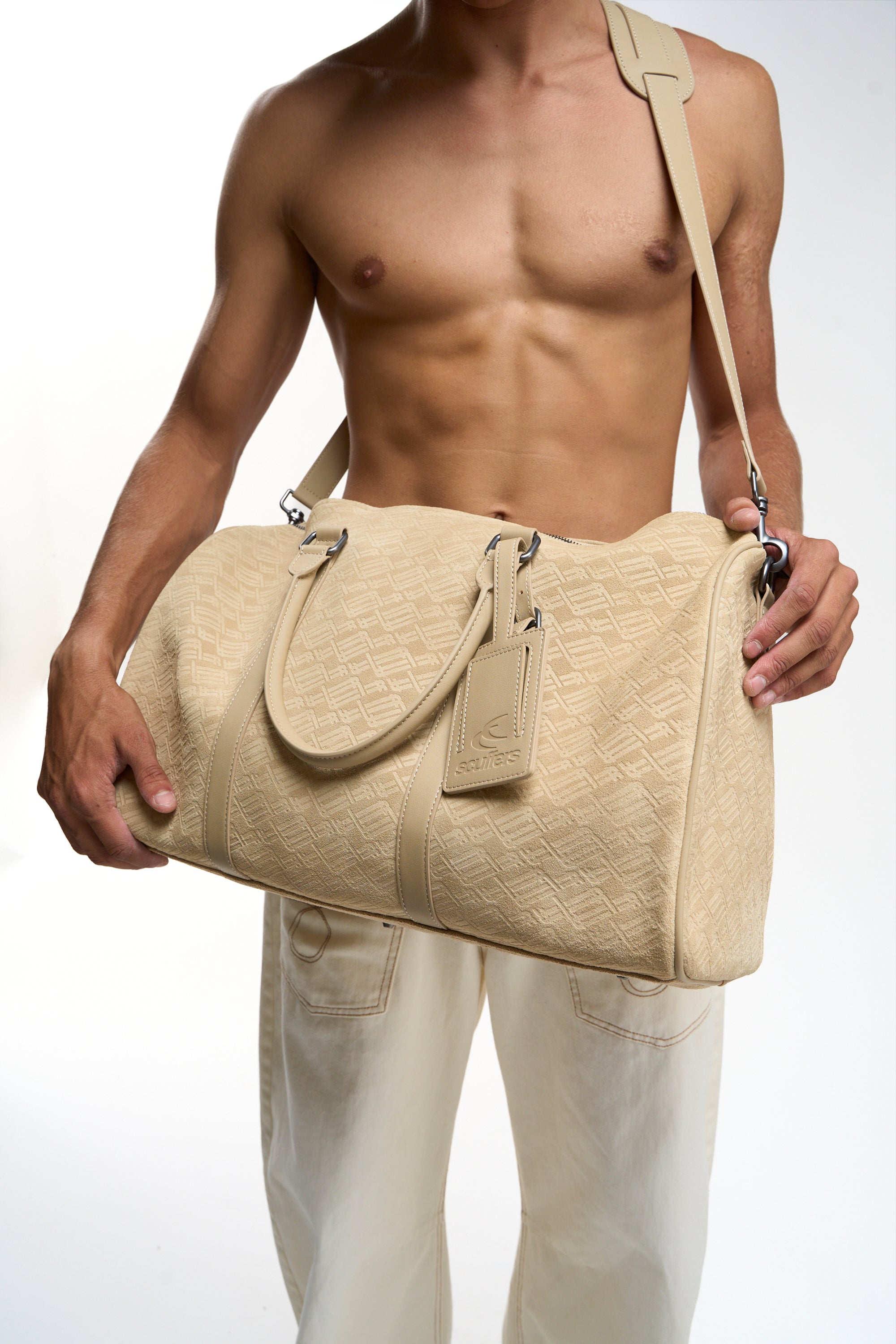 Monogram Ecru Suede Duffle Bag