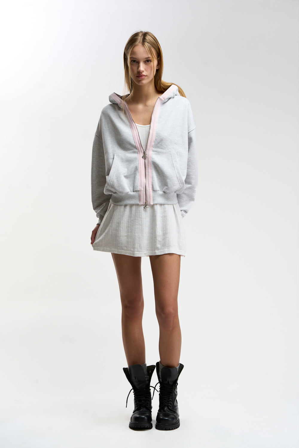 Ribs Grey Melange Zipper