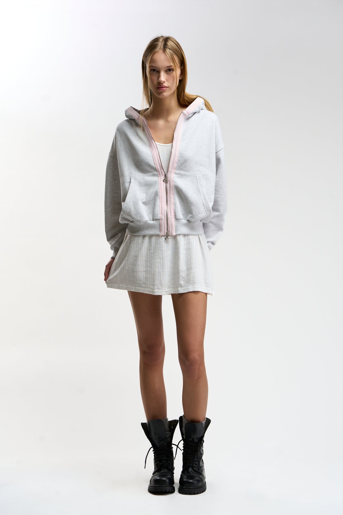 Ribs Grey Melange Zipper