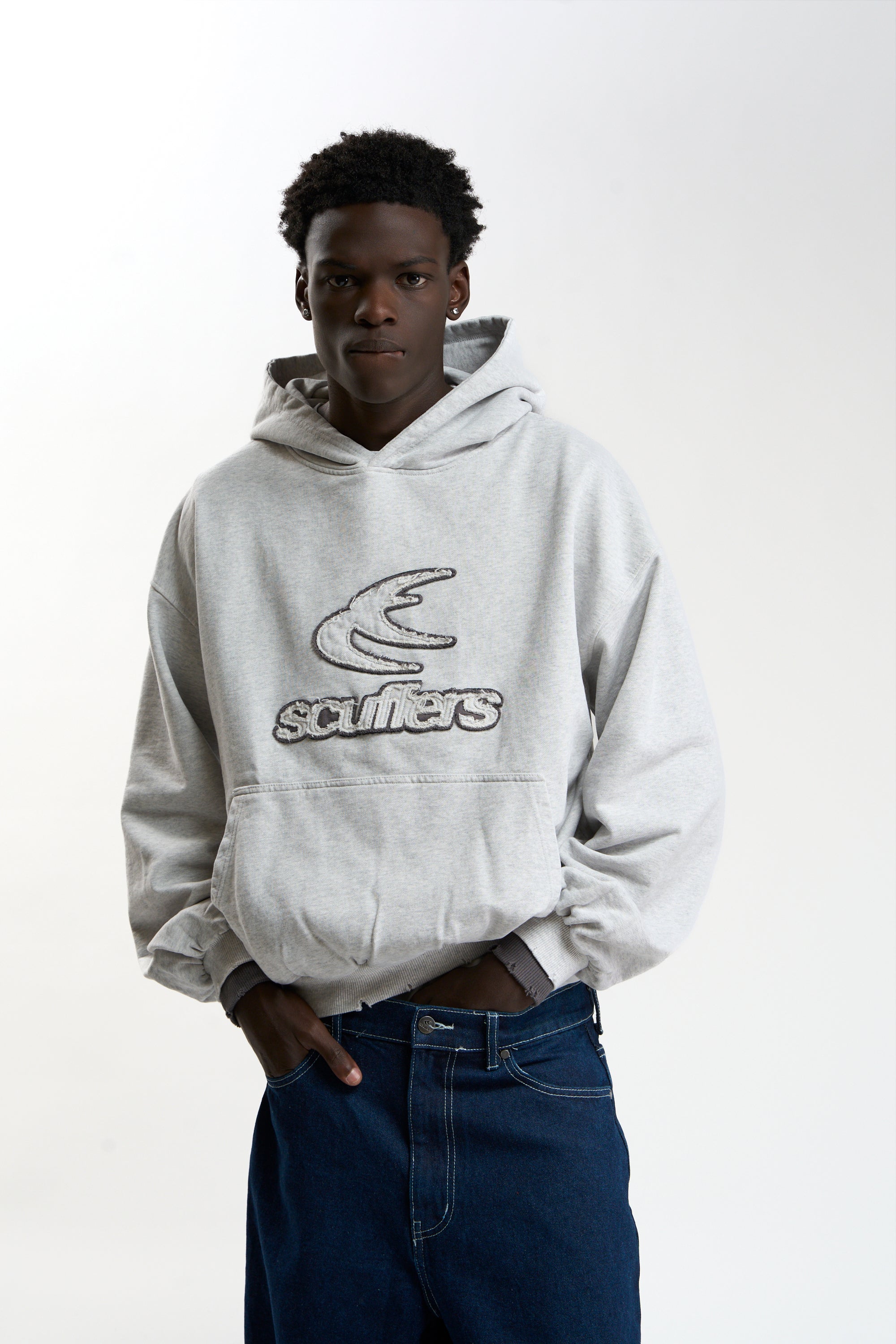 SCUFFERS パーカー ライトグレー Flock Hoodie Sサイズ Double Light Grey Hoodie - Oversized Hoodie | Scuffers