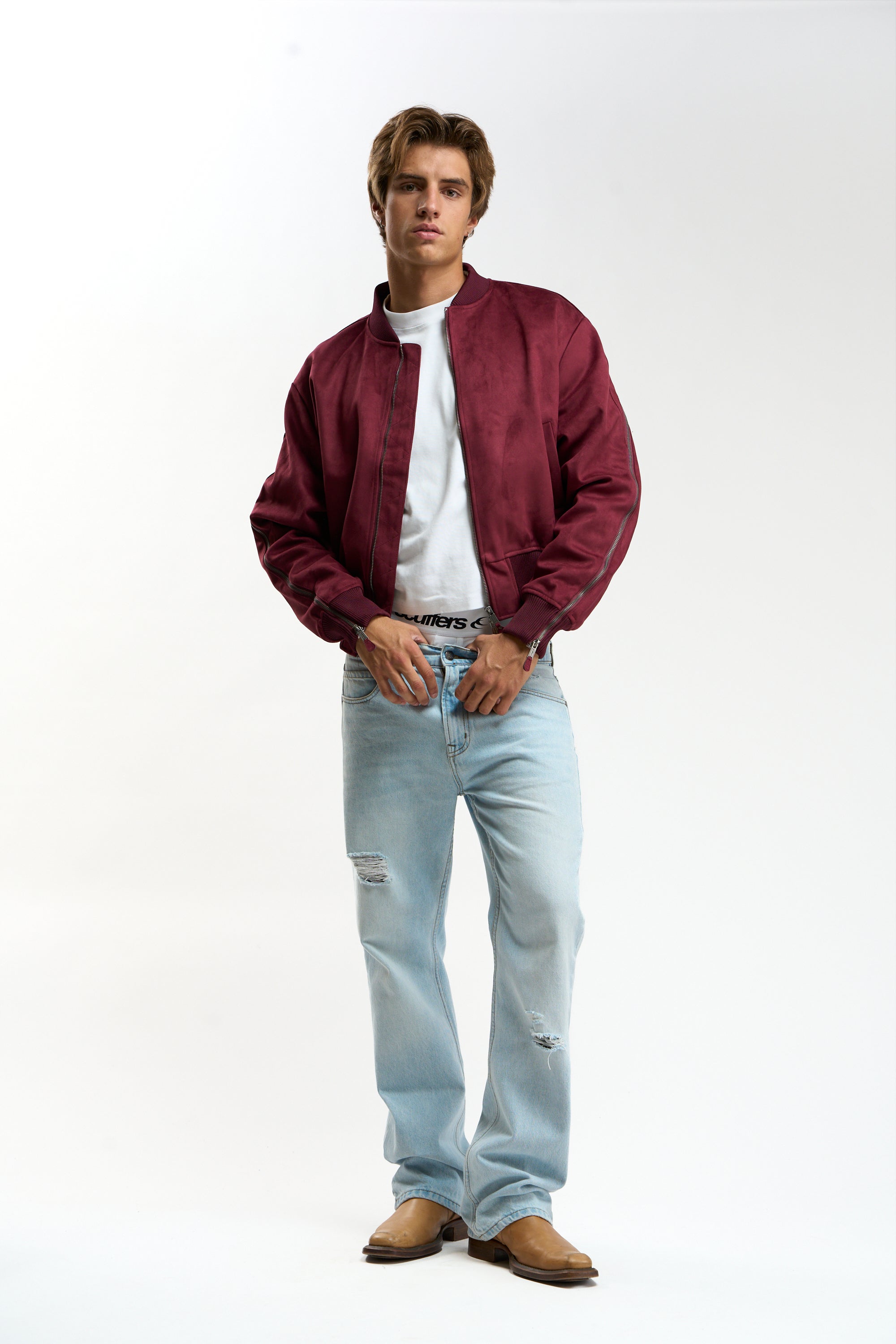 Lisbon Burgundy Bomber Jacket