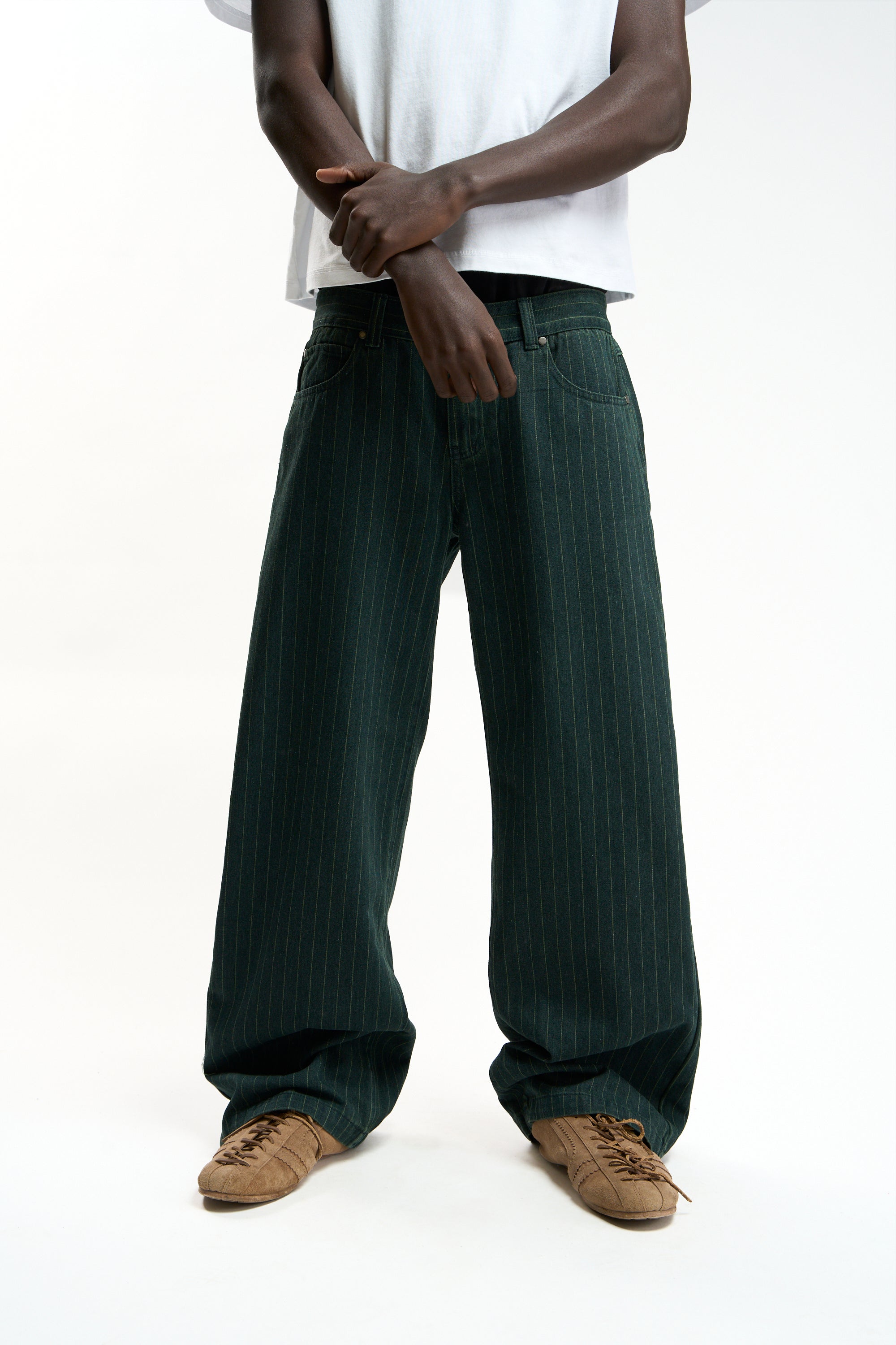 Pinstripe Carrie Green Pants – Scuffers