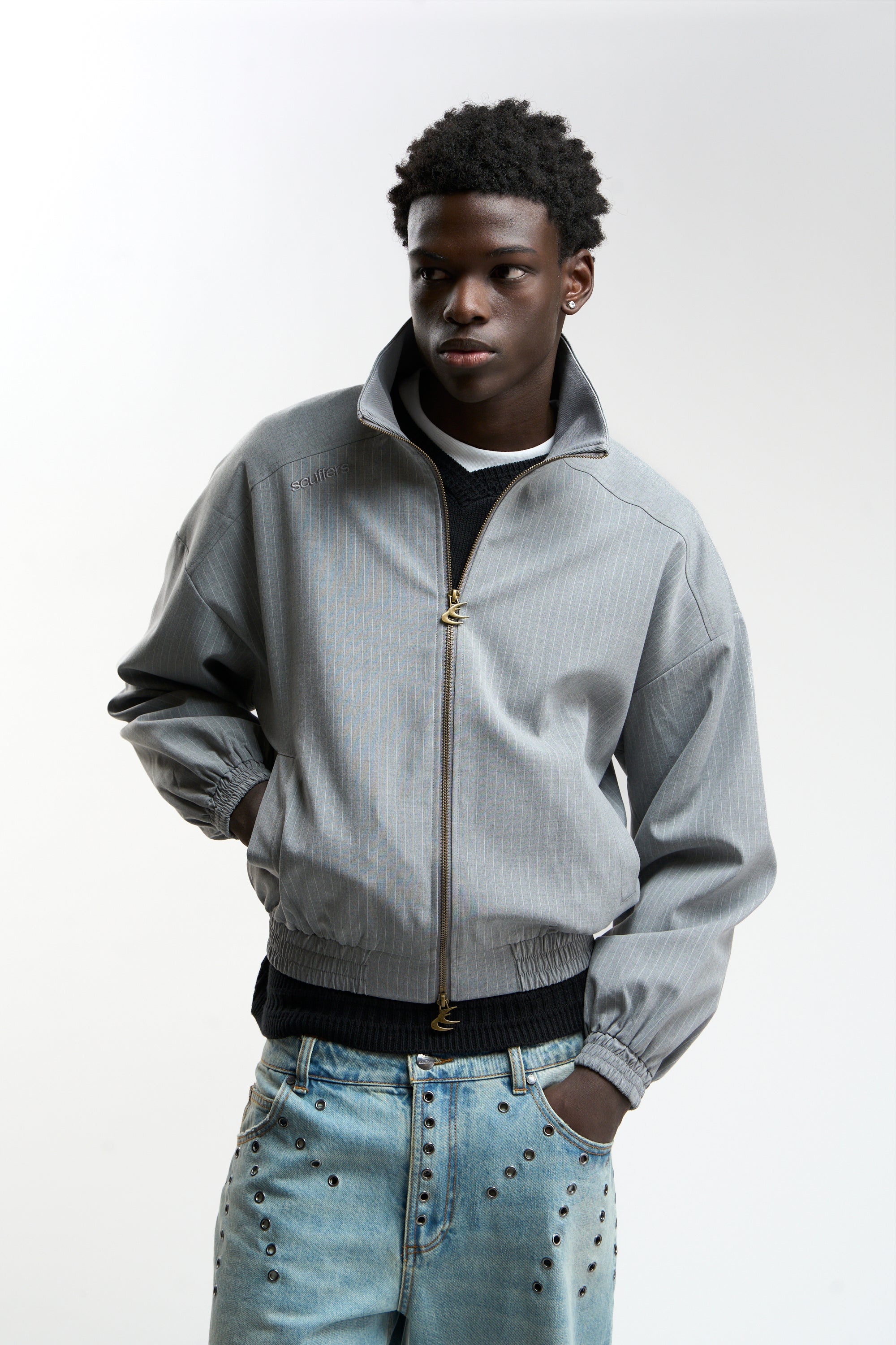 Nautica Grey Pinstripe Jacket