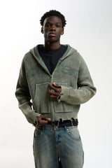 Buzz Dusty Green Knit Zipper