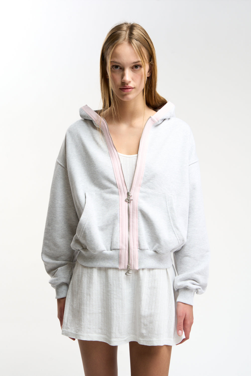 Ribs Grey Melange Zipper