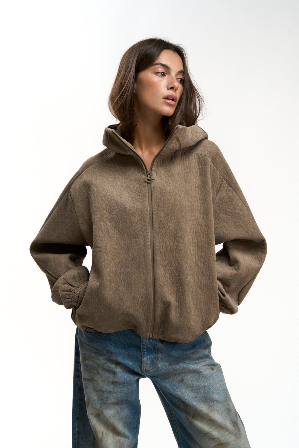 Tech Brown Fur Zip