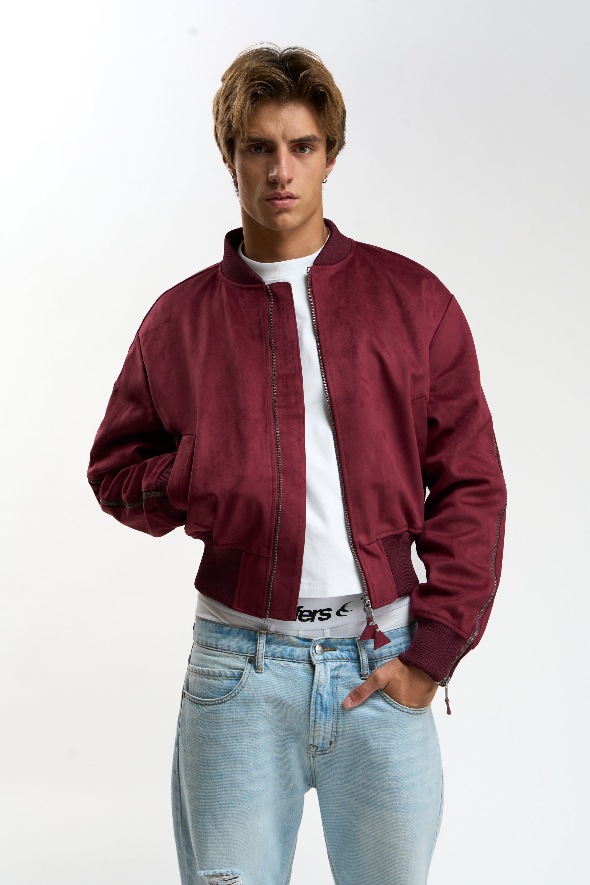 Lisbon Burgundy Bomber Jacket