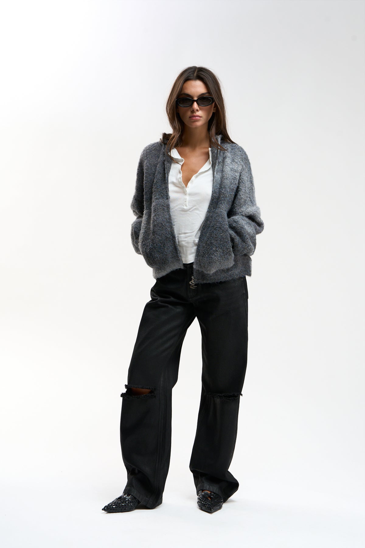Delorette Grey Knit Zipper