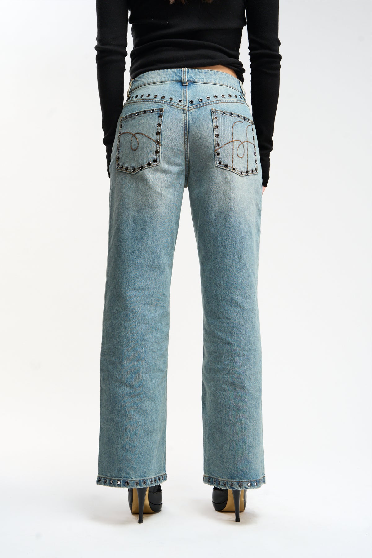Eyelet Light Blue Pants