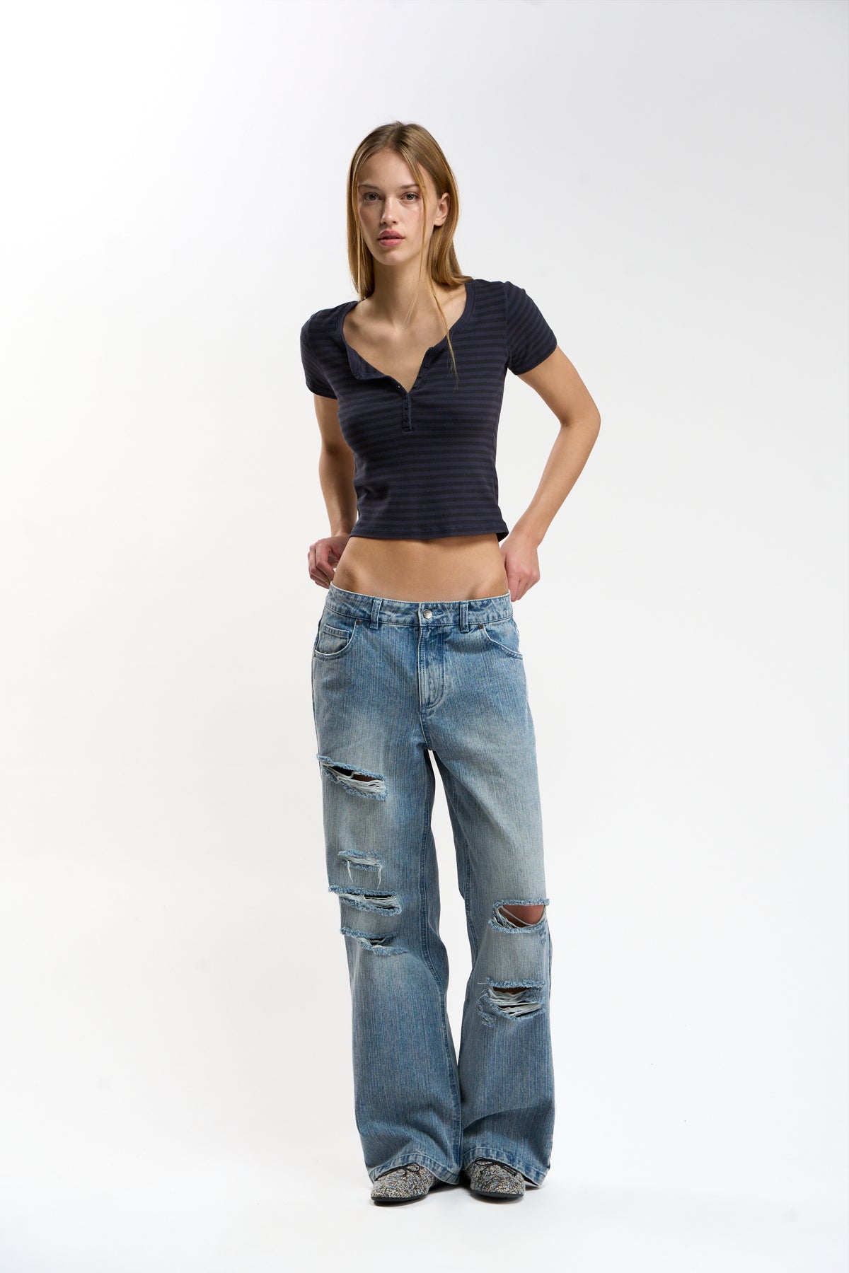 Metal Light Blue Pants