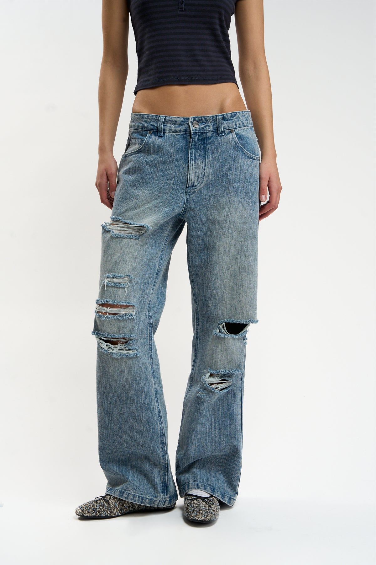 Metal Light Blue Pants