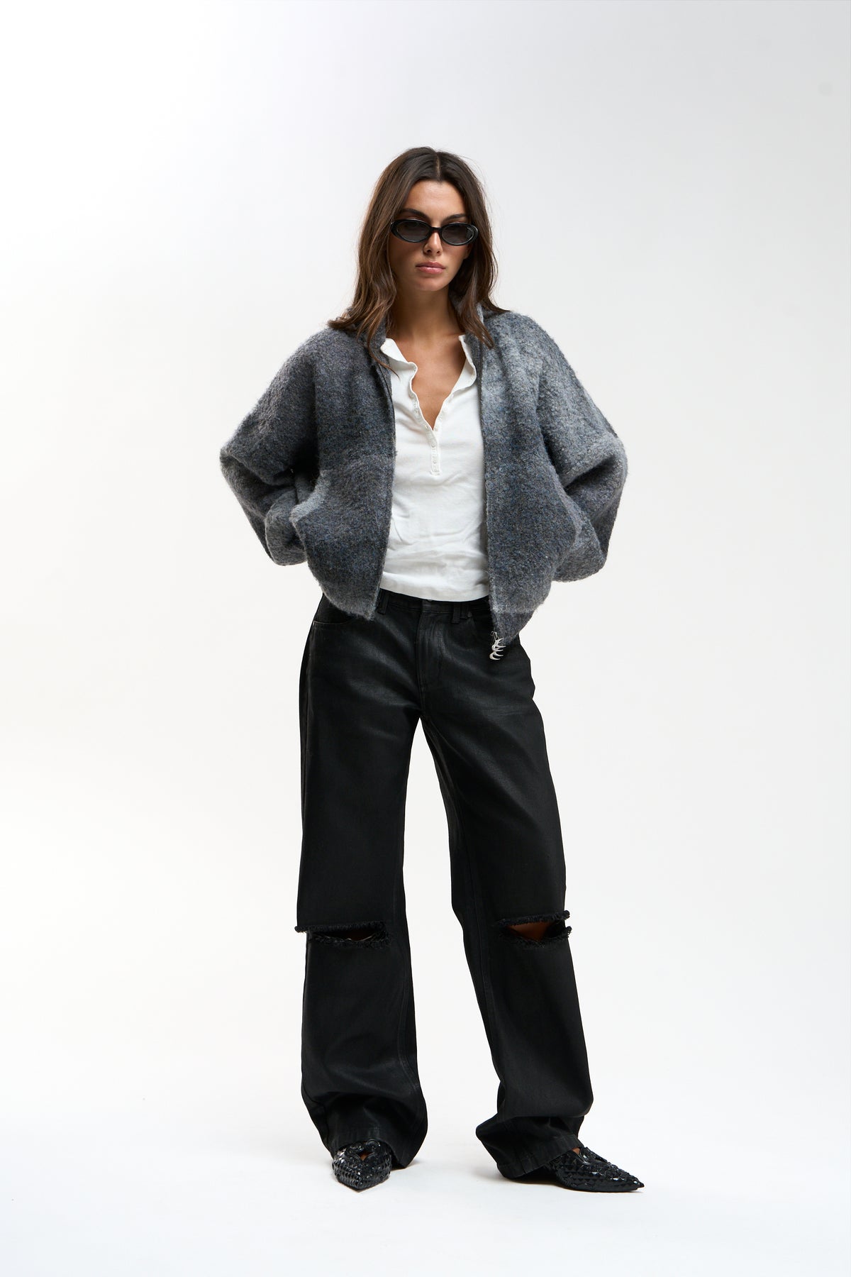 Delorette Grey Knit Zipper