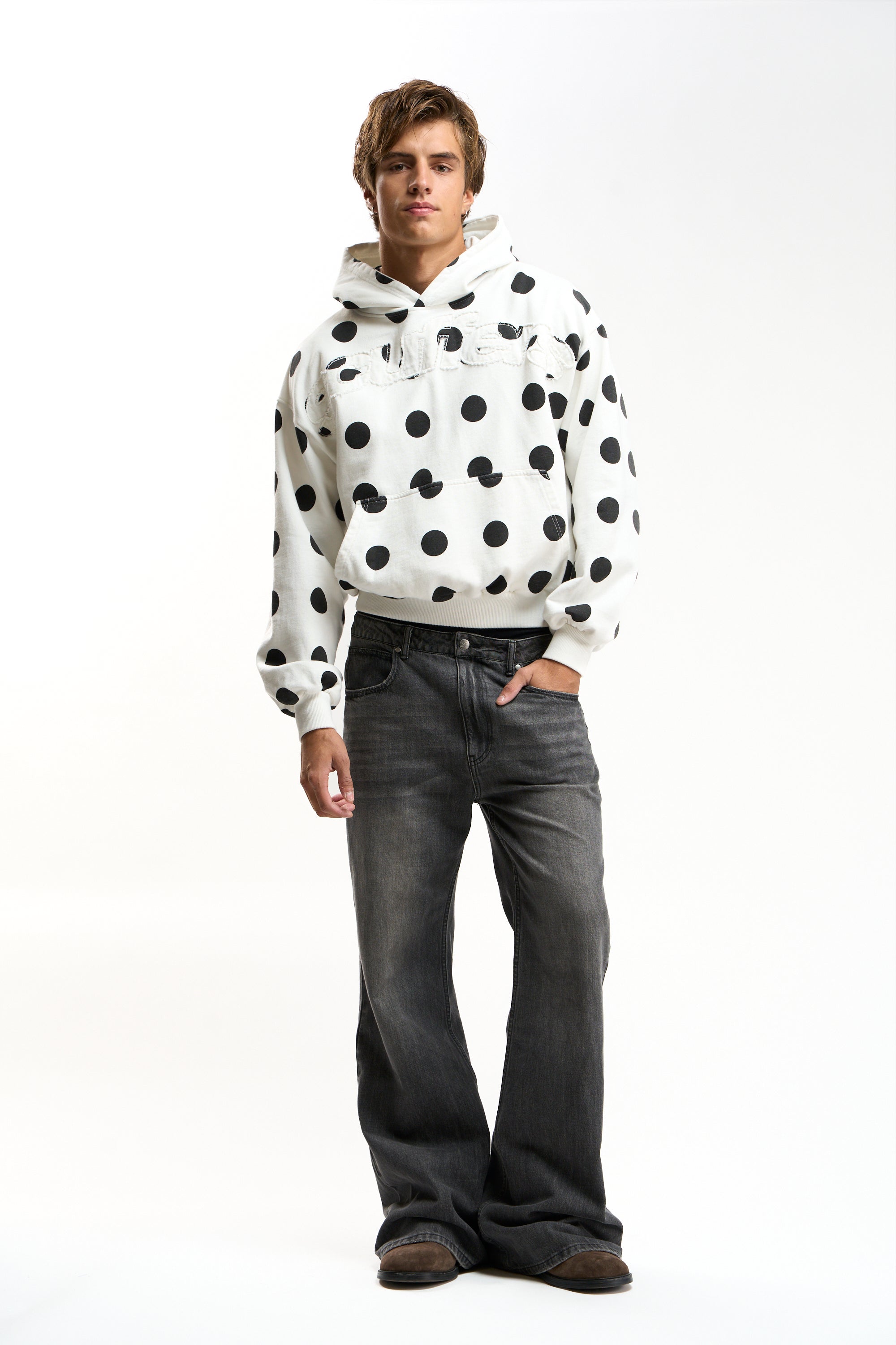 Raw Dots White Hoodie