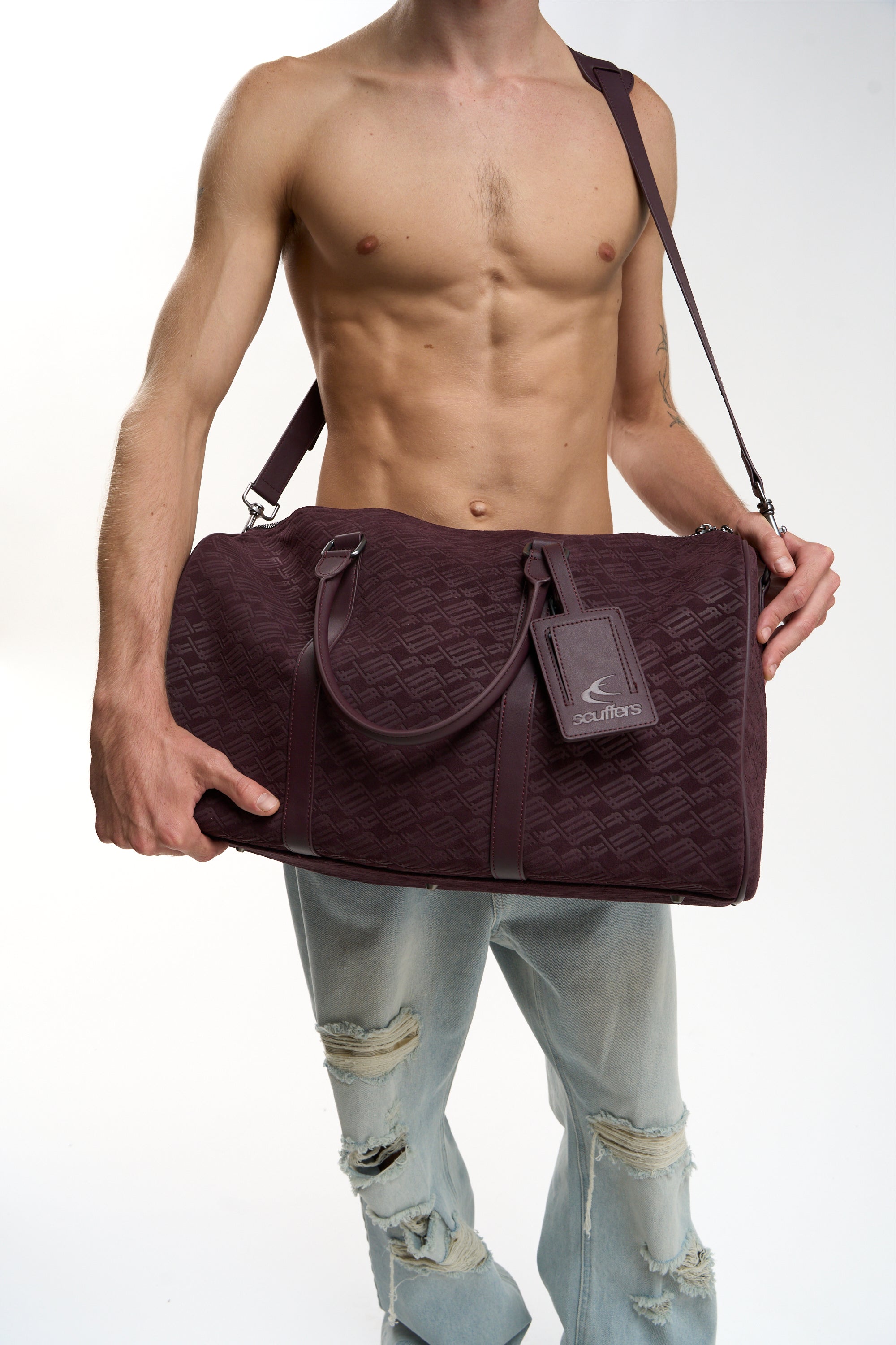 Monogram Burgundy Suede Duffle Bag