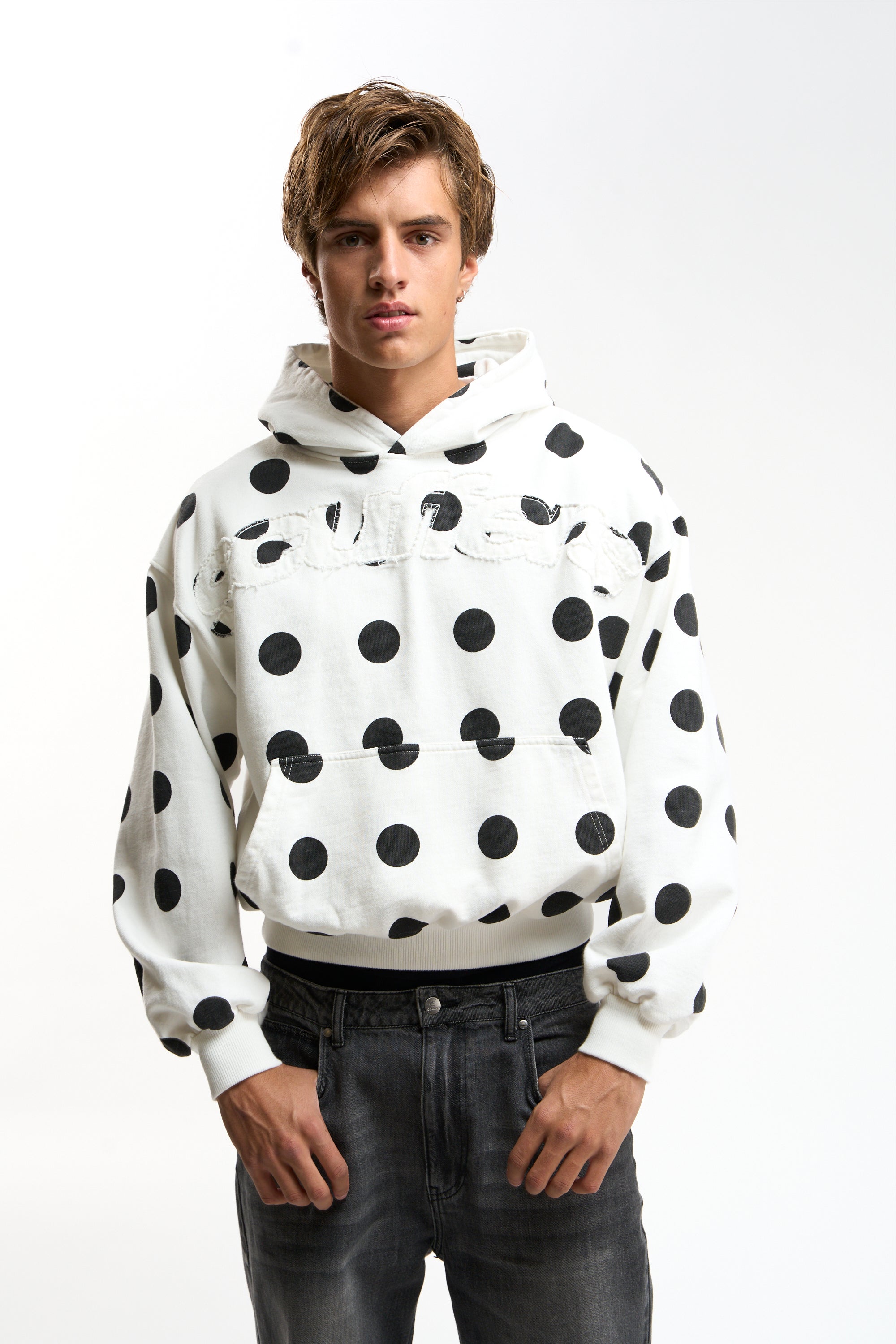 Raw Dots White Hoodie