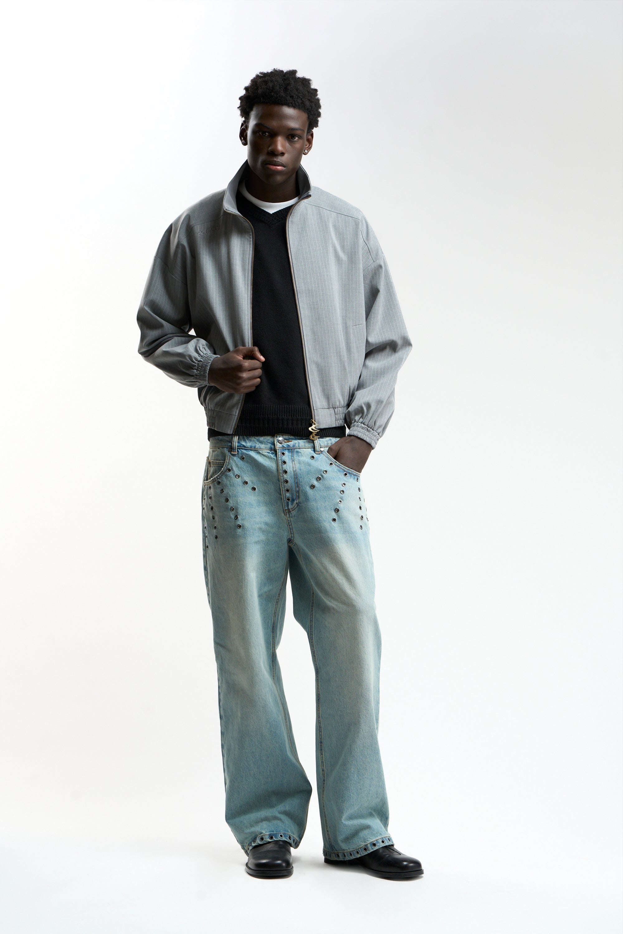 Nautica Grey Pinstripe Jacket