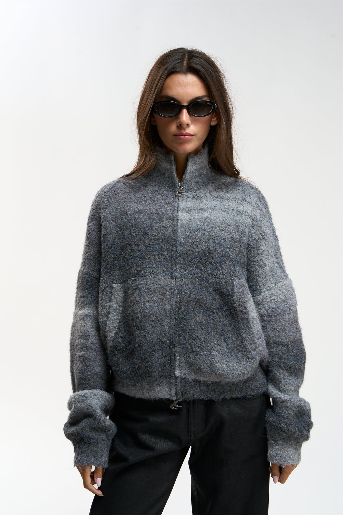 Delorette Grey Knit Zipper