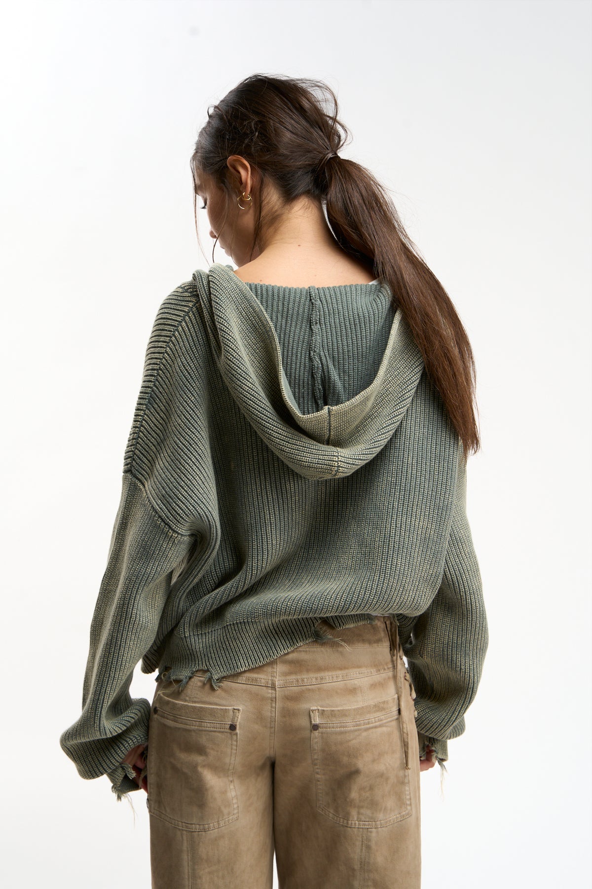 Buzz Dusty Green Knit Zipper