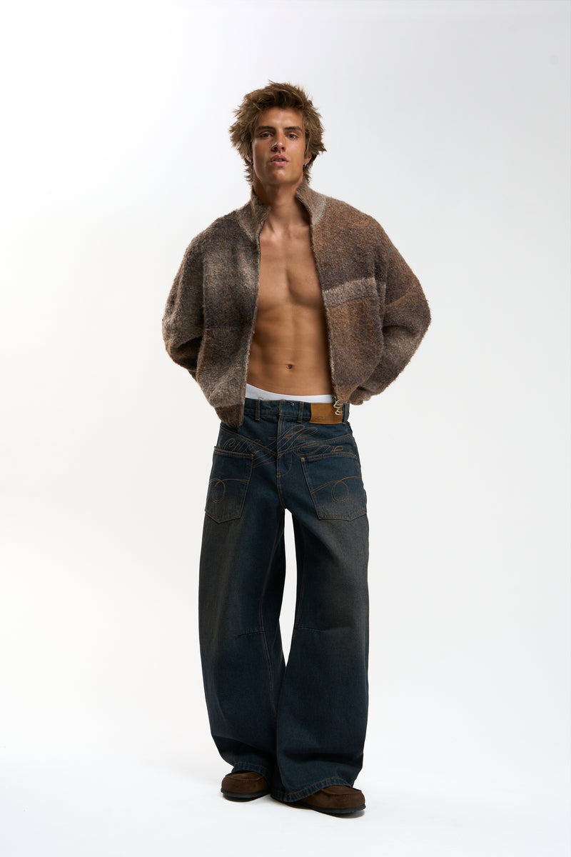 Delorette Brown Knit Zipper