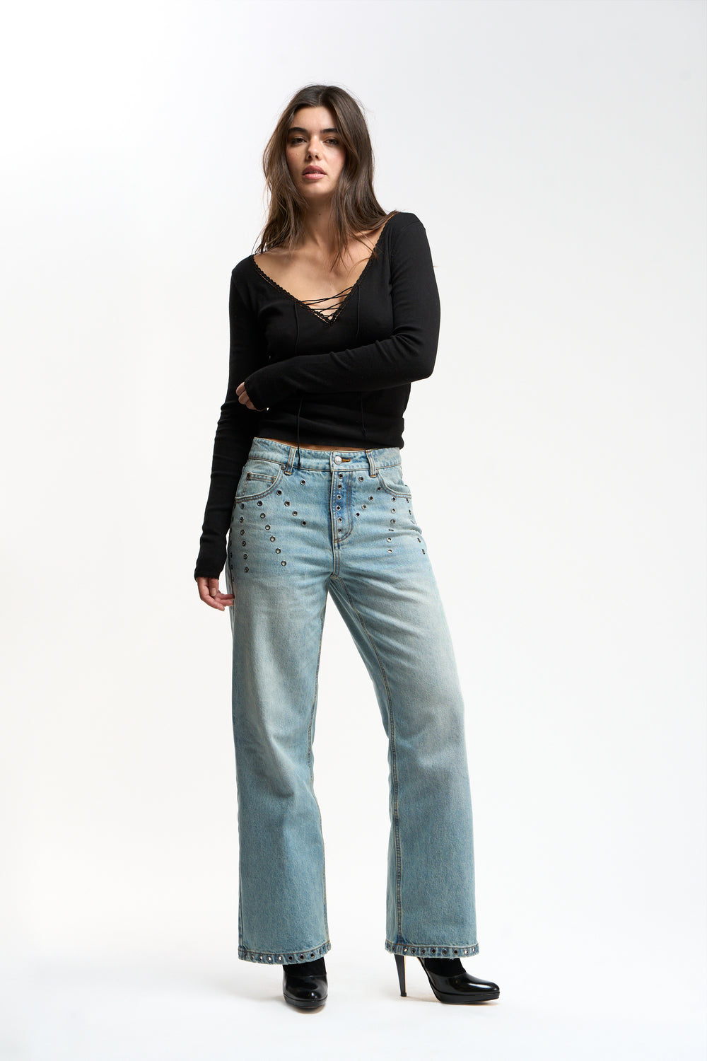 Eyelet Light Blue Pants
