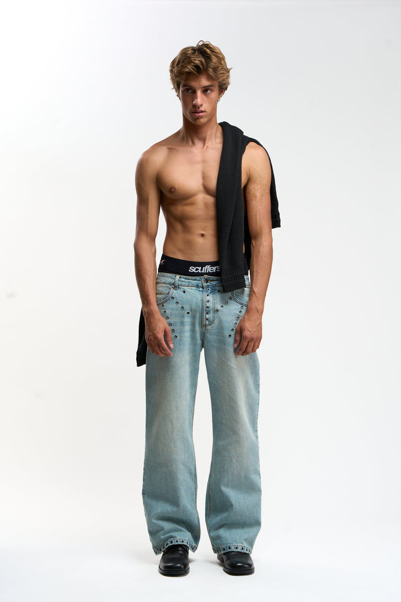 Eyelet Light Blue Pants
