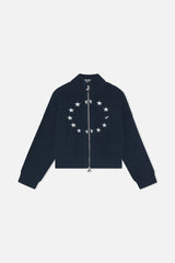 Ea Navy Blue Knit Zipper