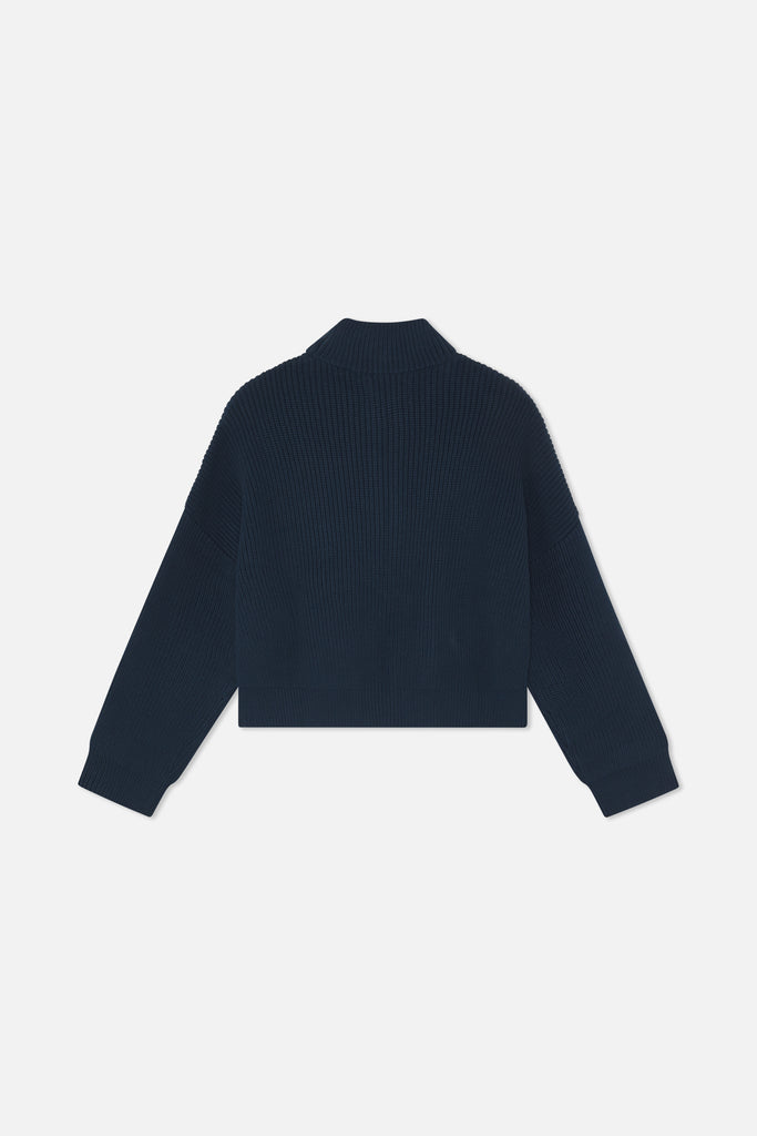 Ea Navy Blue Knit Zipper