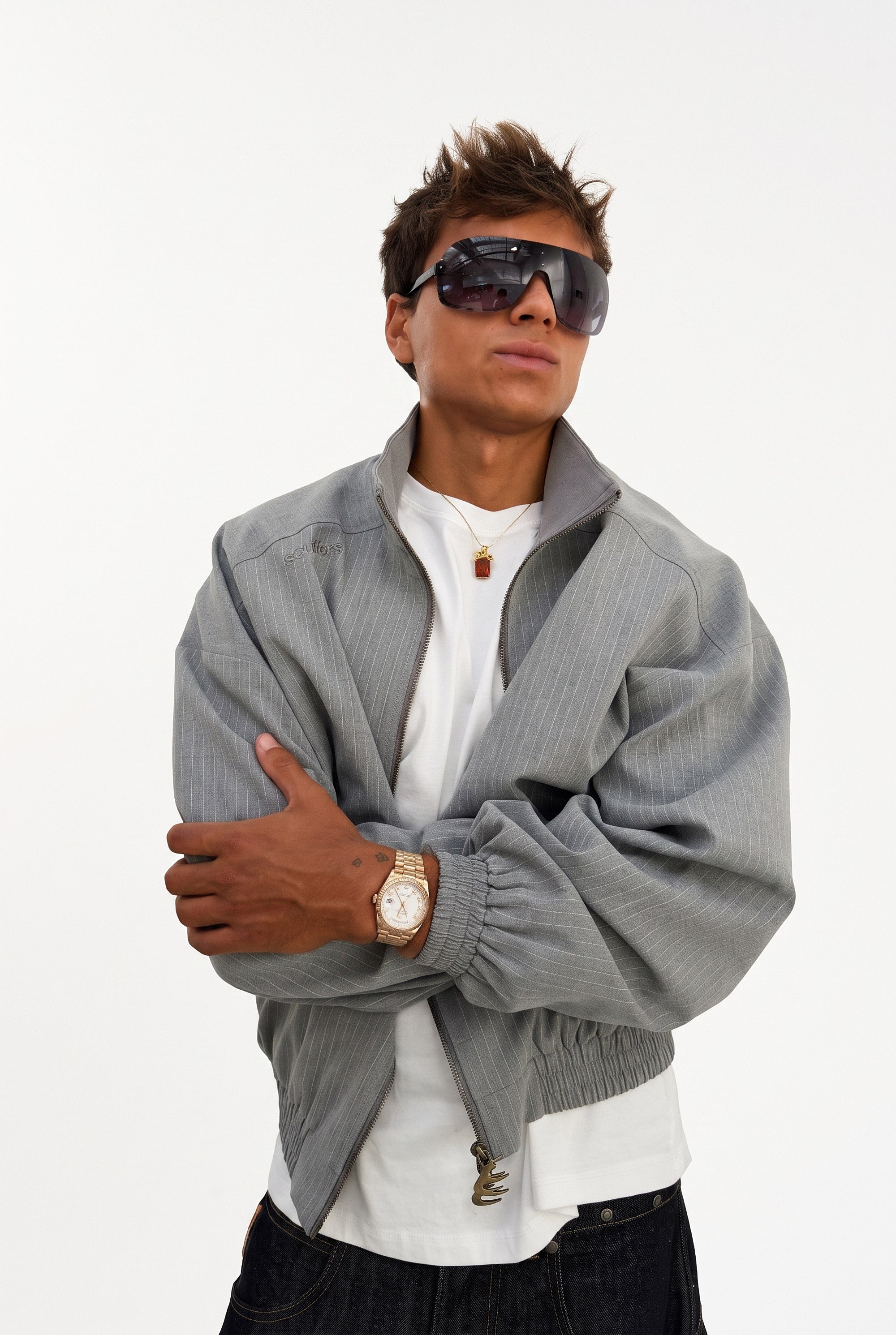Nautica Grey Pinstripe Jacket