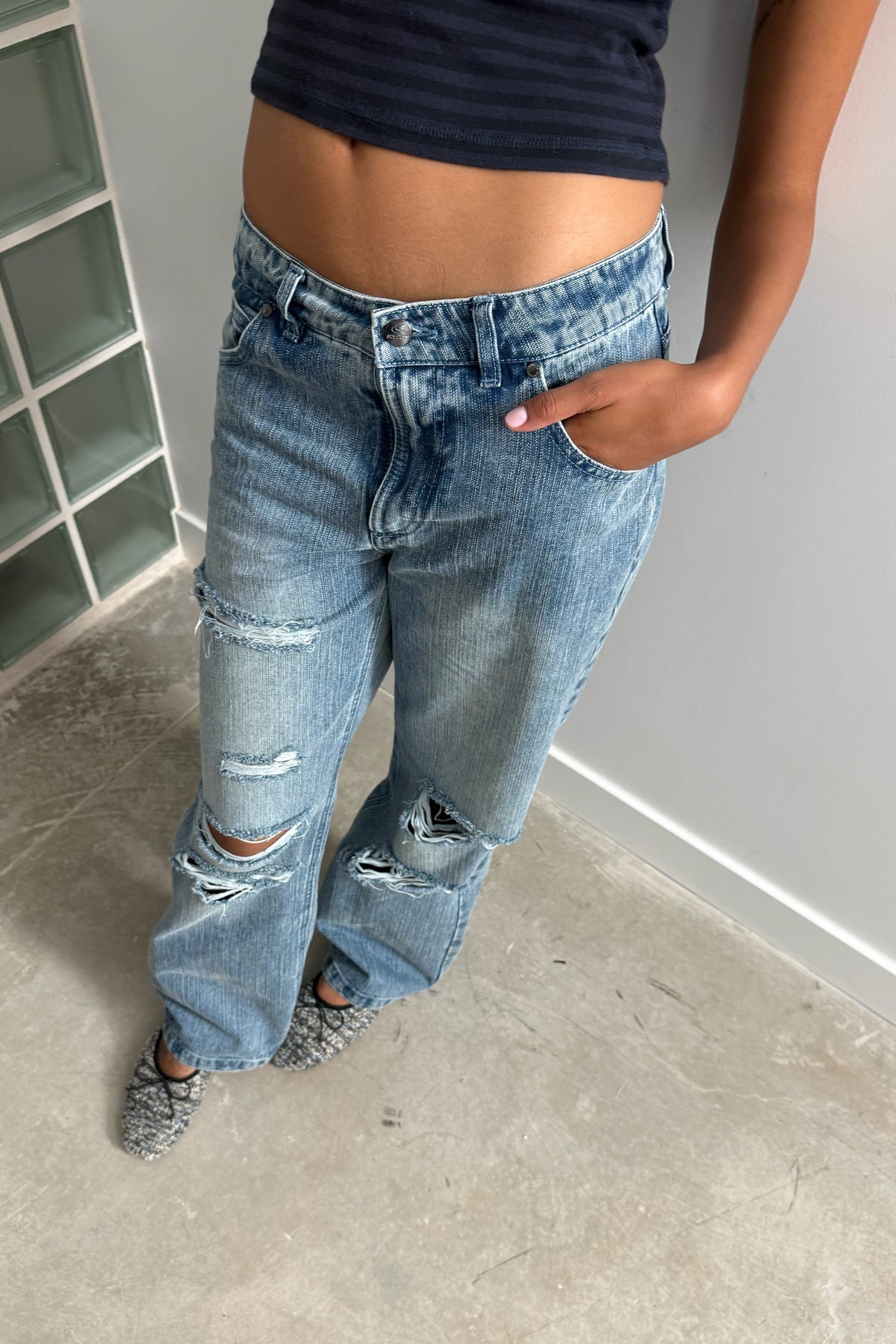 Metal Light Blue Pants