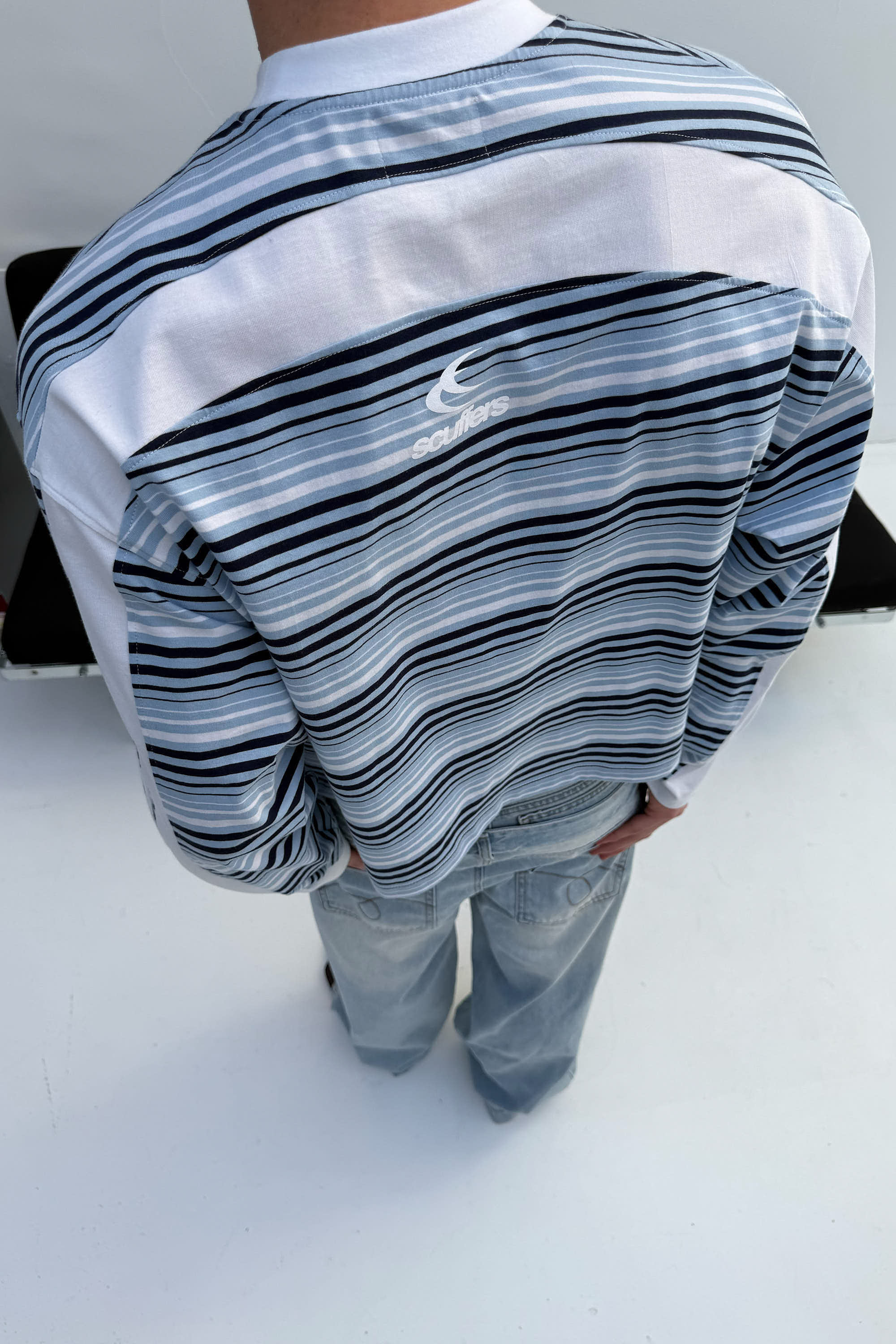 Sport Tech Navy Striped Longsleeve