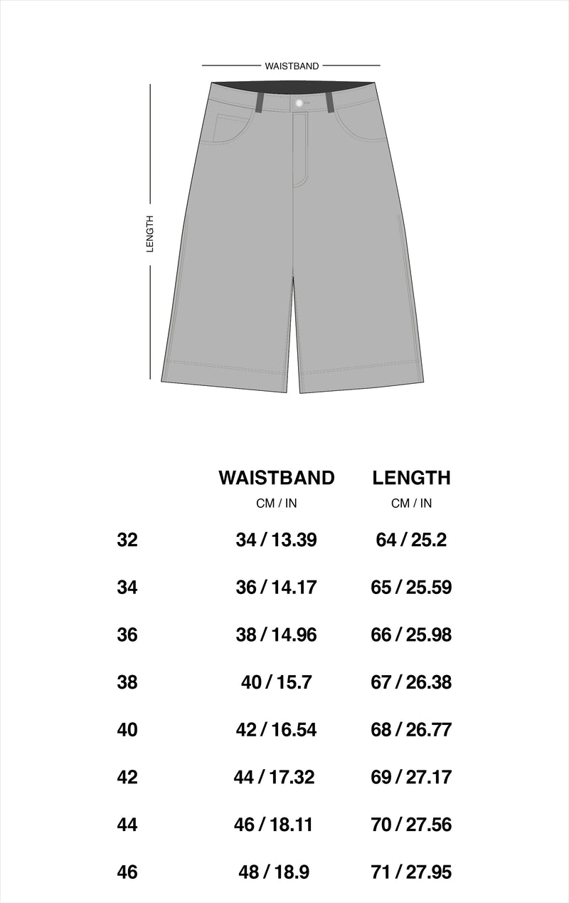 Guía de tallas oficial de Scuffers para Jumbo Shorts Green
