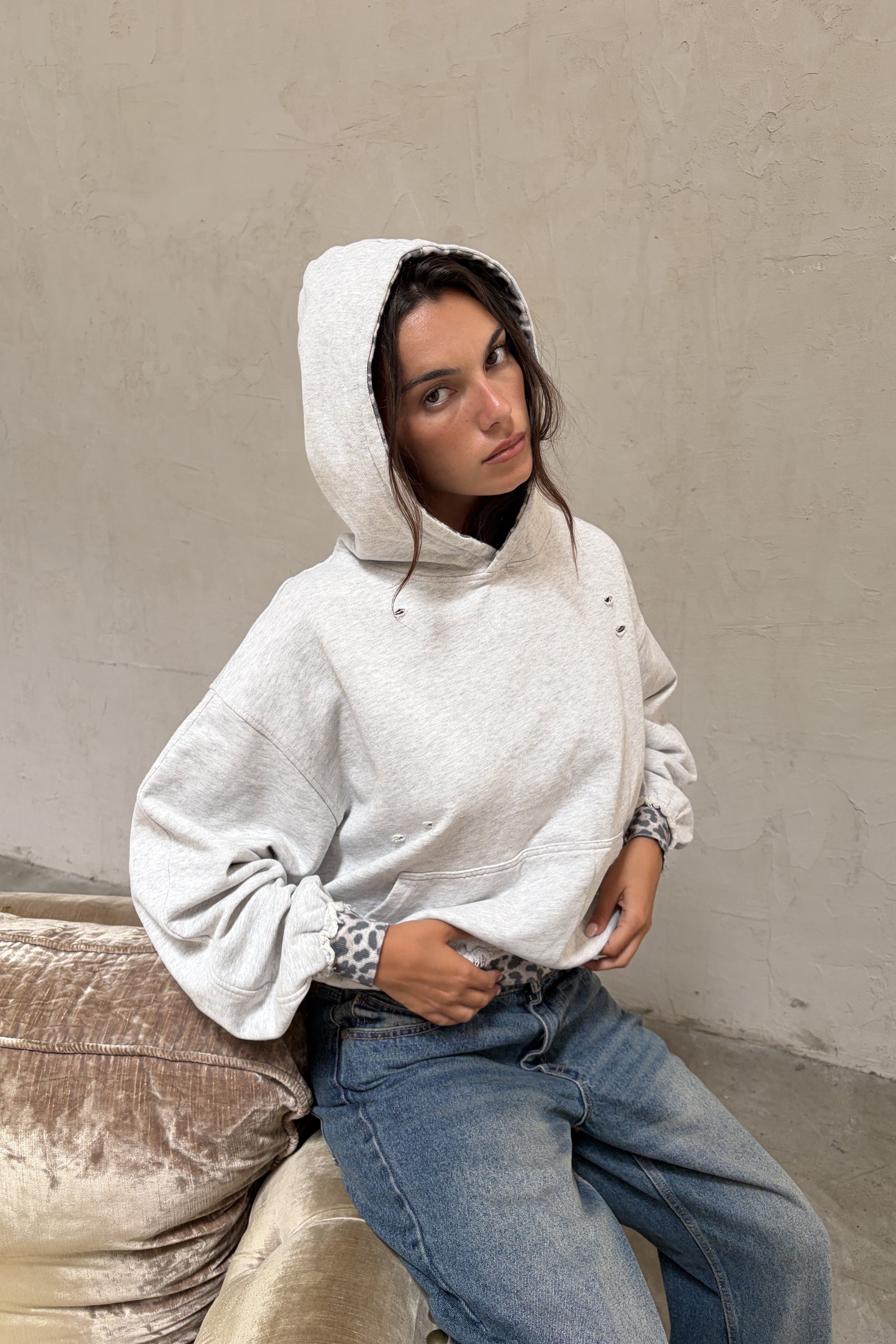 Scuffers パーカー M 海外ガール Leo Grey Melange Hoodie - Oversized Hoodie | Scuffers