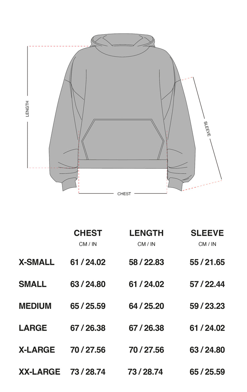 Guía de tallas oficial de Scuffers para Lizzie Blue Hoodie
