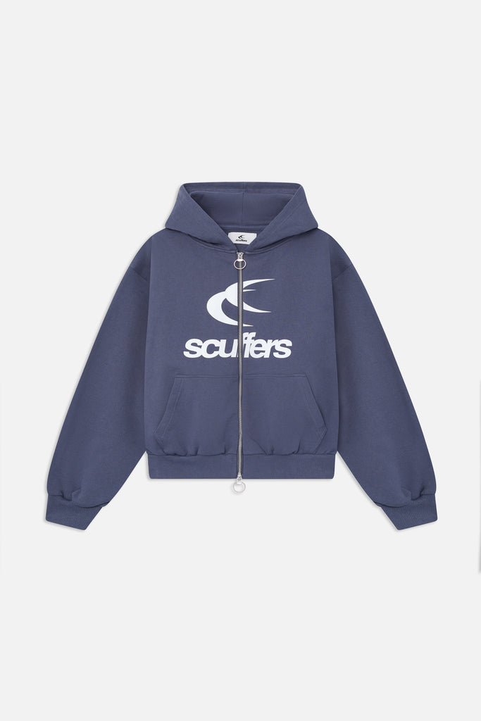 Logo Navy Zipped Hoodie