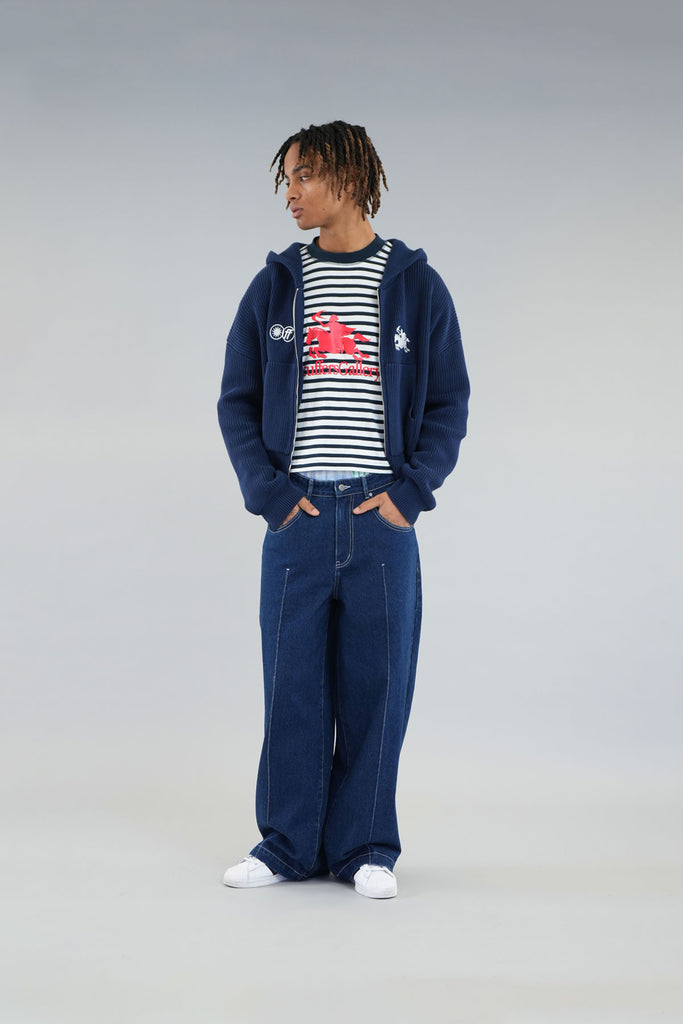 Emblem Navy Zipper Knit