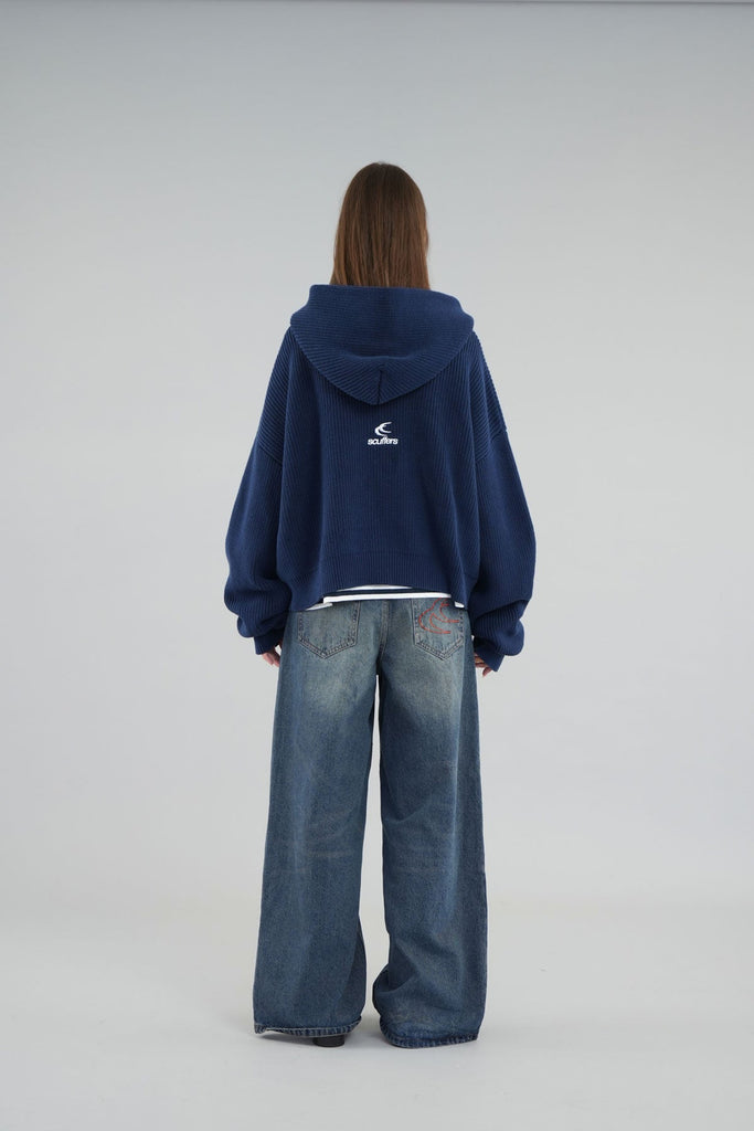 Emblem Navy Zipper Knit