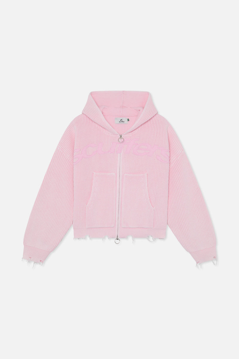 New Light Pink Buzz Knit Zipper