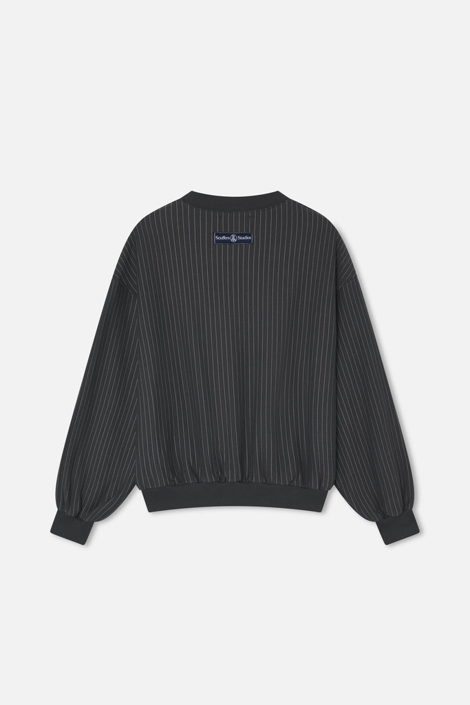 Pinstripe Dark Grey Crewneck