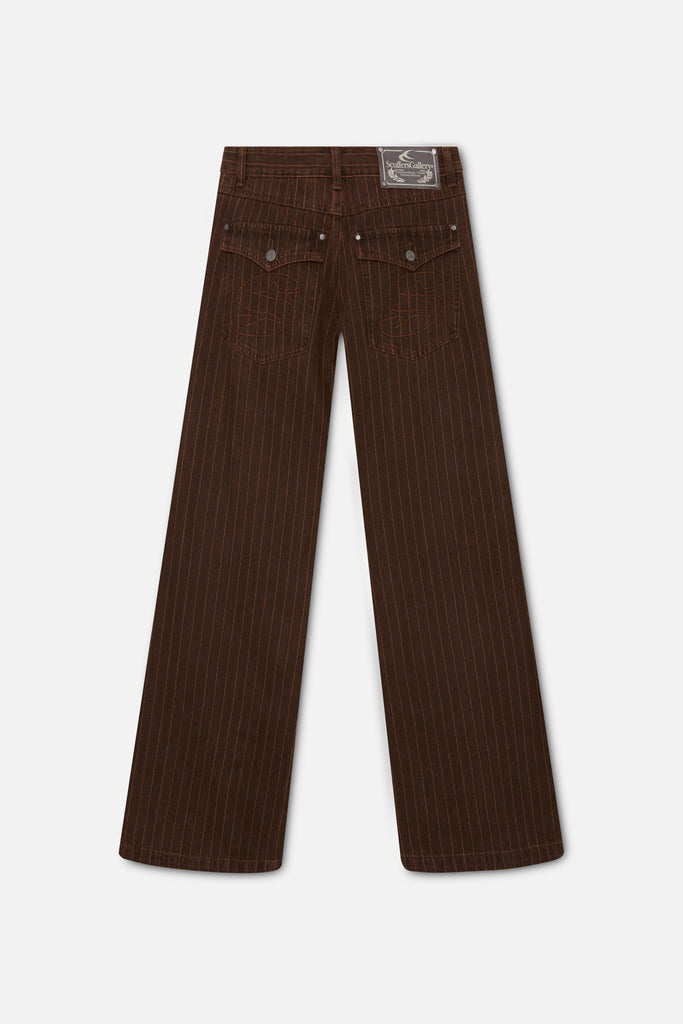Pinstripe Carrie Brown Pants