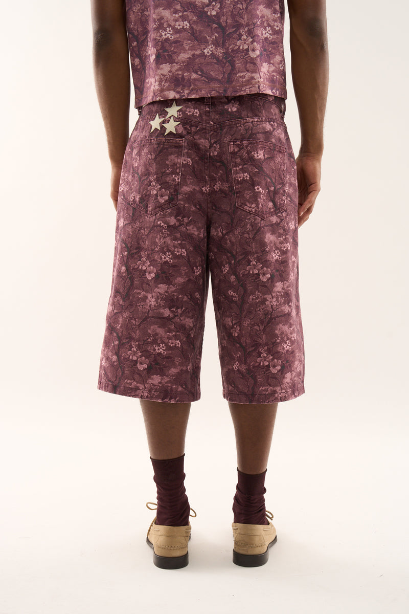 Real Flower Burgundy Jumbo Shorts