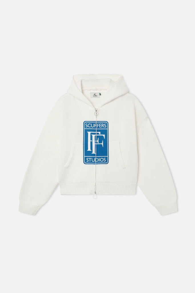 Rolly White Knit Zipper