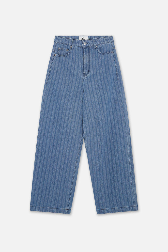 Striped Blue Denim Pants