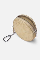 Suede Ecru Keychain Wallet