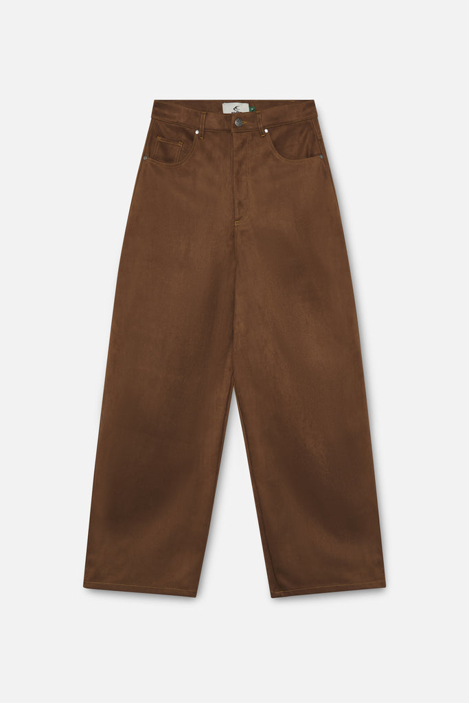 Suede Dark Brown Jumbo Pants