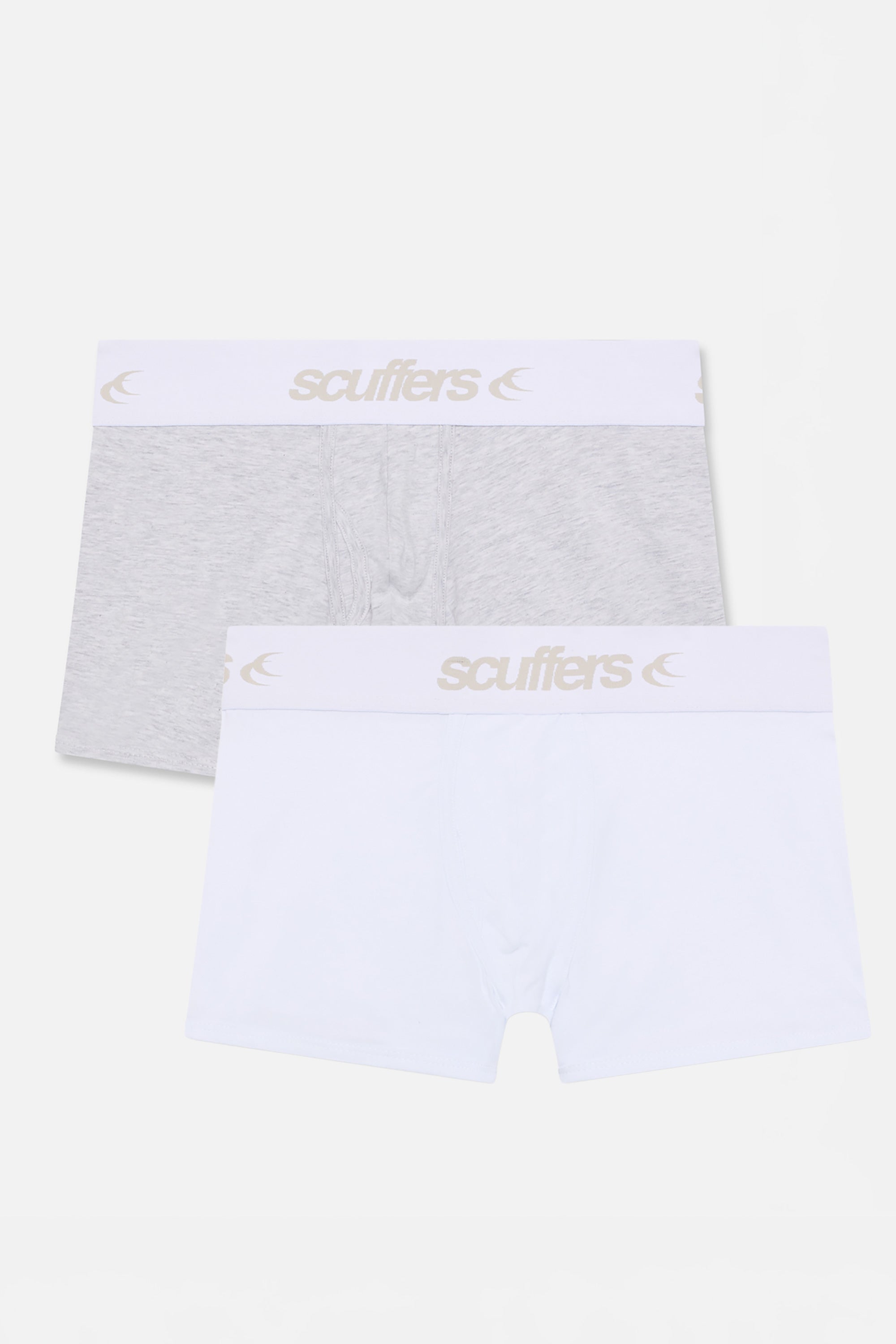 Basic Brief White & Grey Melange Boxers