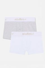 Basic Brief White & Grey Melange Boxers